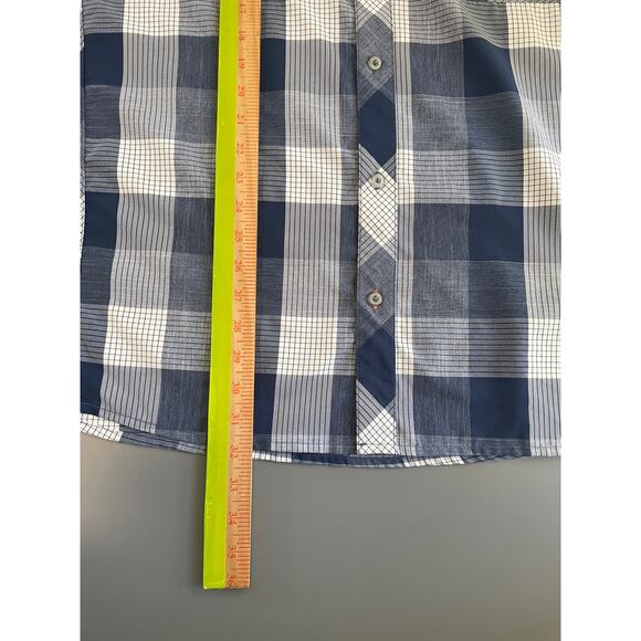 Orvis Trout Bum Shirt Short Sleeve Button Front Plaid Active Fit Blue Size XL - Picture 10 of 11